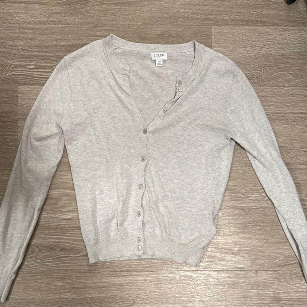 J. Crew Gray Knit Cardigan Sweater